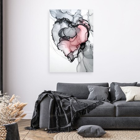 Obraz atramentowy do sypialni salonu, Czerwone serce abstrakcja 60x90