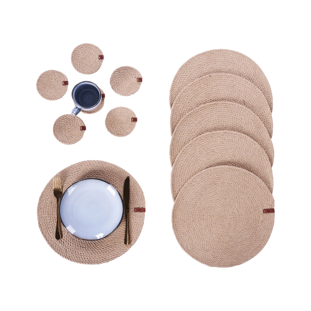 Zestaw 12 podkładek na stół MUNTRIES Naturalny Juta