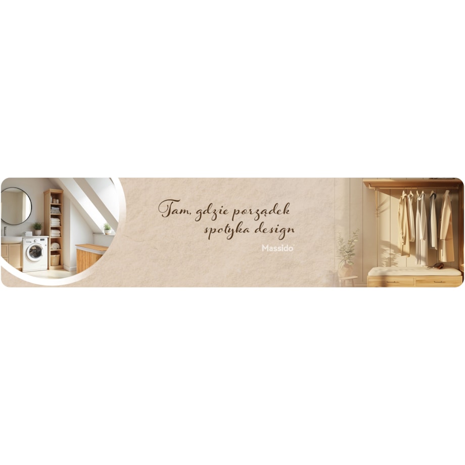 Massido, kosz na pranie 80l z półką dwukomorowy beżowy 74x72x33 cm