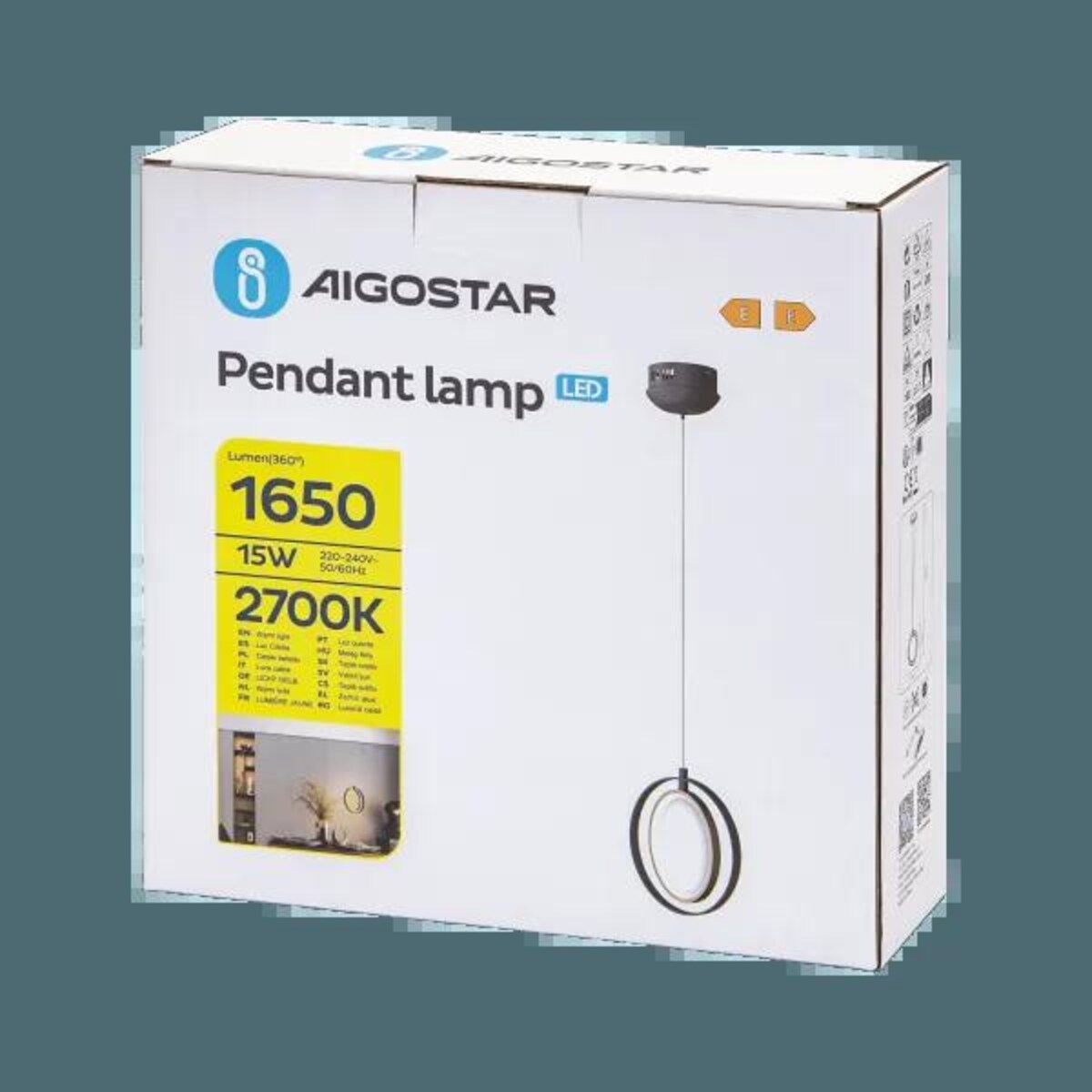 lampa wisząca 2700 k, auminium i silikon 120