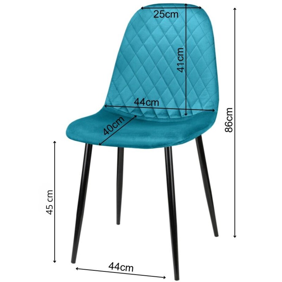 Krzesło tapicerowane nowoczesne pikowane do salonu jadalni turkusowe