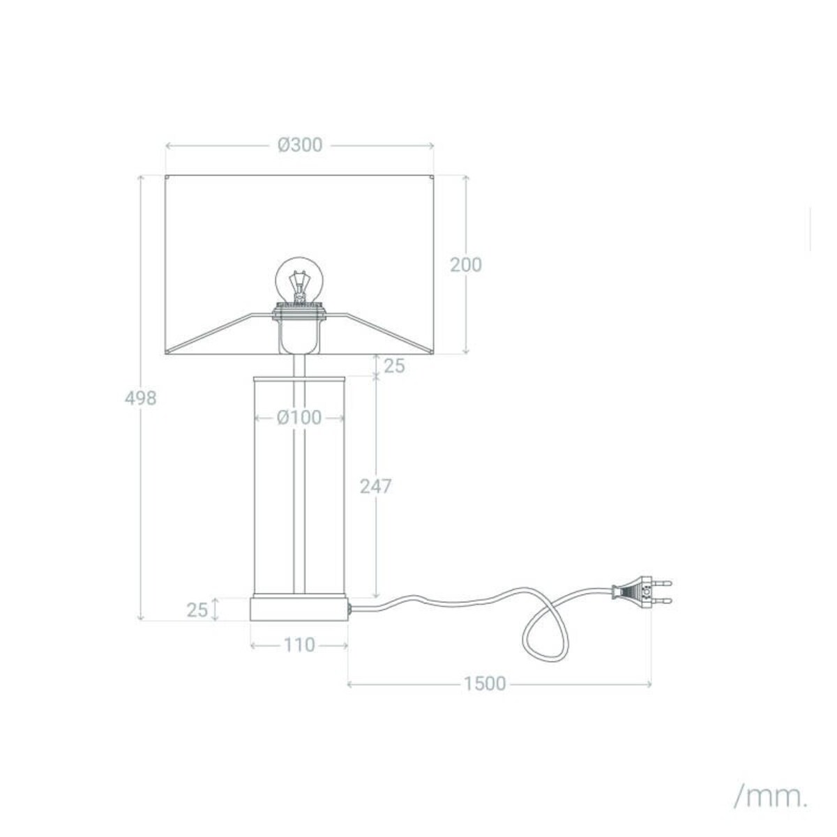 Lampa stołowa z metalu i szkła z włącznikiem dotykowym