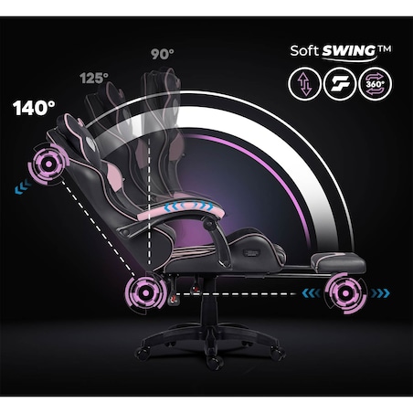Fotel gamingowy obrotowy dla gracza podnóżek Sofotel Specter czarno-różowy