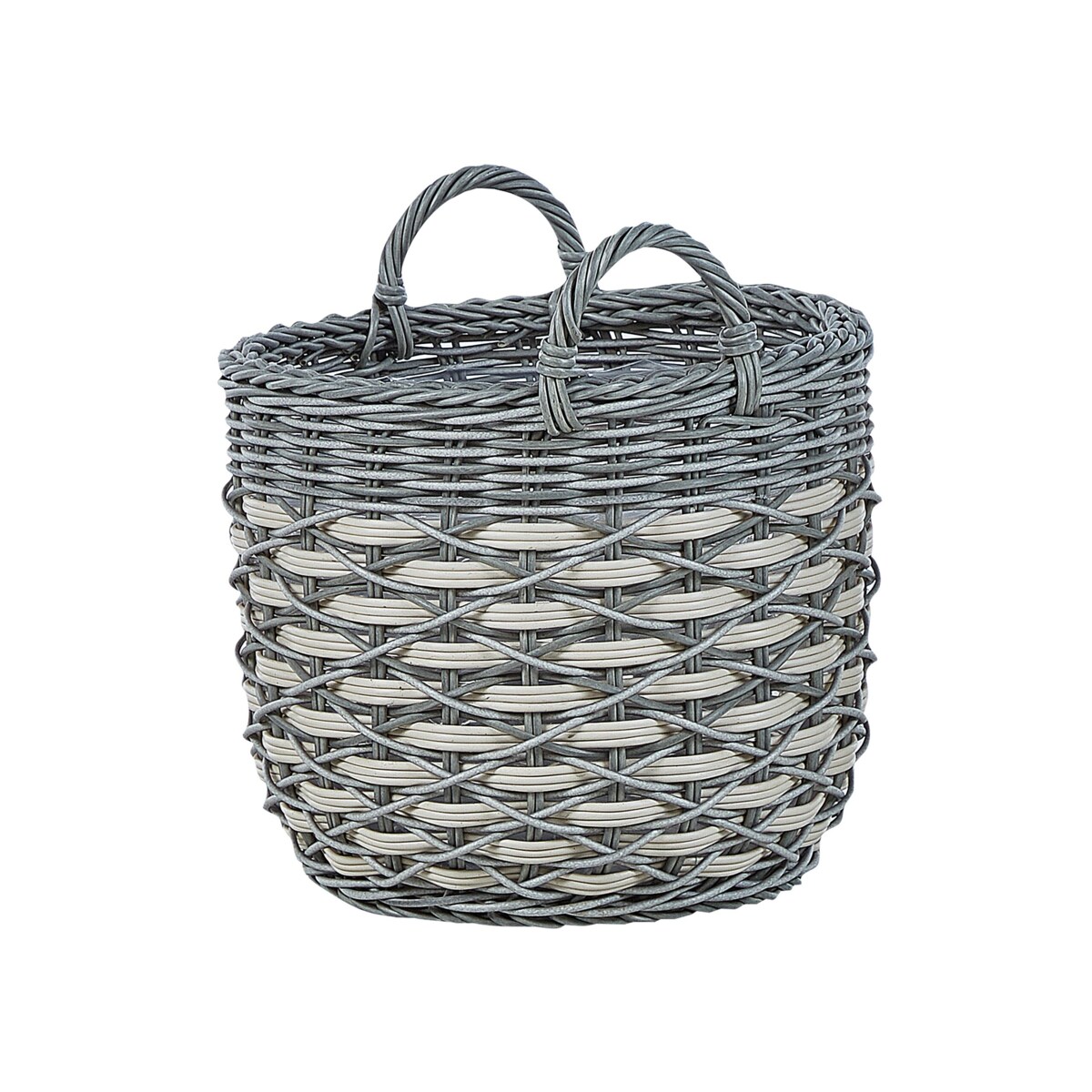 Zestaw 3 koszy na kwiaty z technorattanu szaro-biały GEFIRA