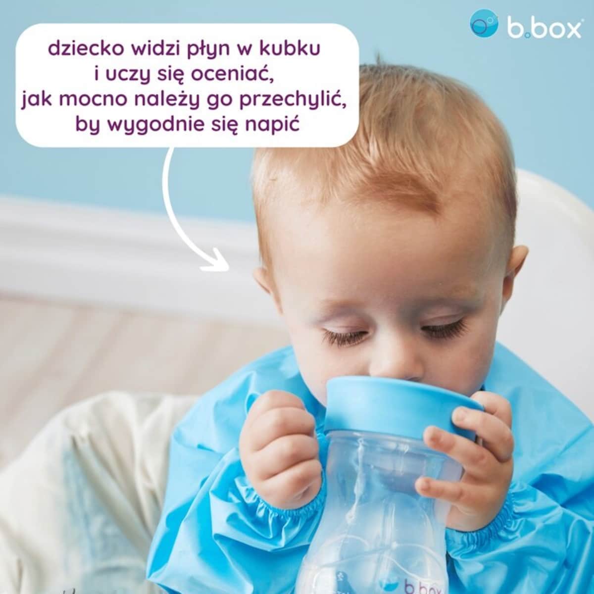 Kubek treningowy do nauki picia dla dziecka 12m+ szałwiowy 240 ml b.box