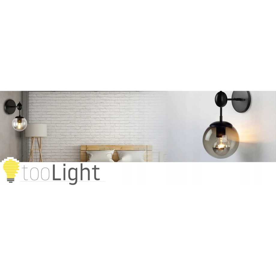 Lampa Ścienna Kinkiet Szklana Kula Black Vintage