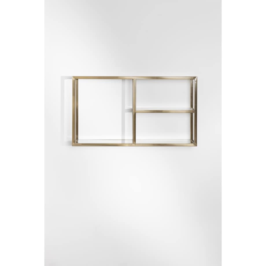 Półka wisząca, szklane półki, matowe złoto 90 cm Daiana