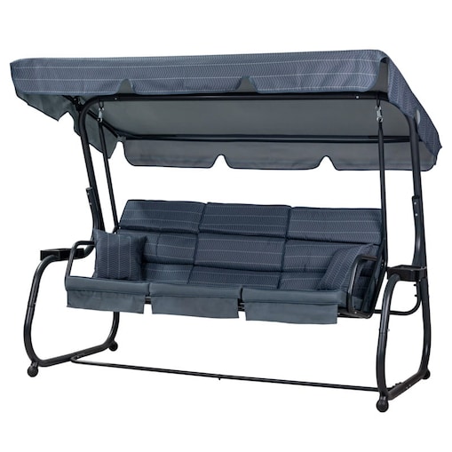 Grafitowa huśtawka ogrodowa z moskitierą Ines