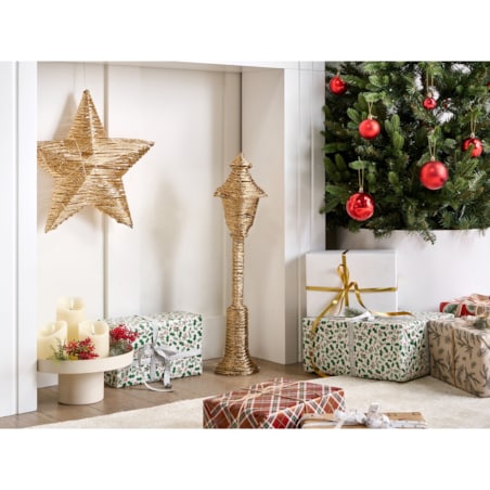 Dekoracja świąteczna LED ALFTANES Latarnia 62 cm Złoty