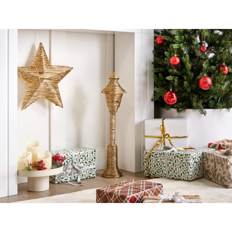 Dekoracja świąteczna LED ALFTANES Latarnia 62 cm Złoty