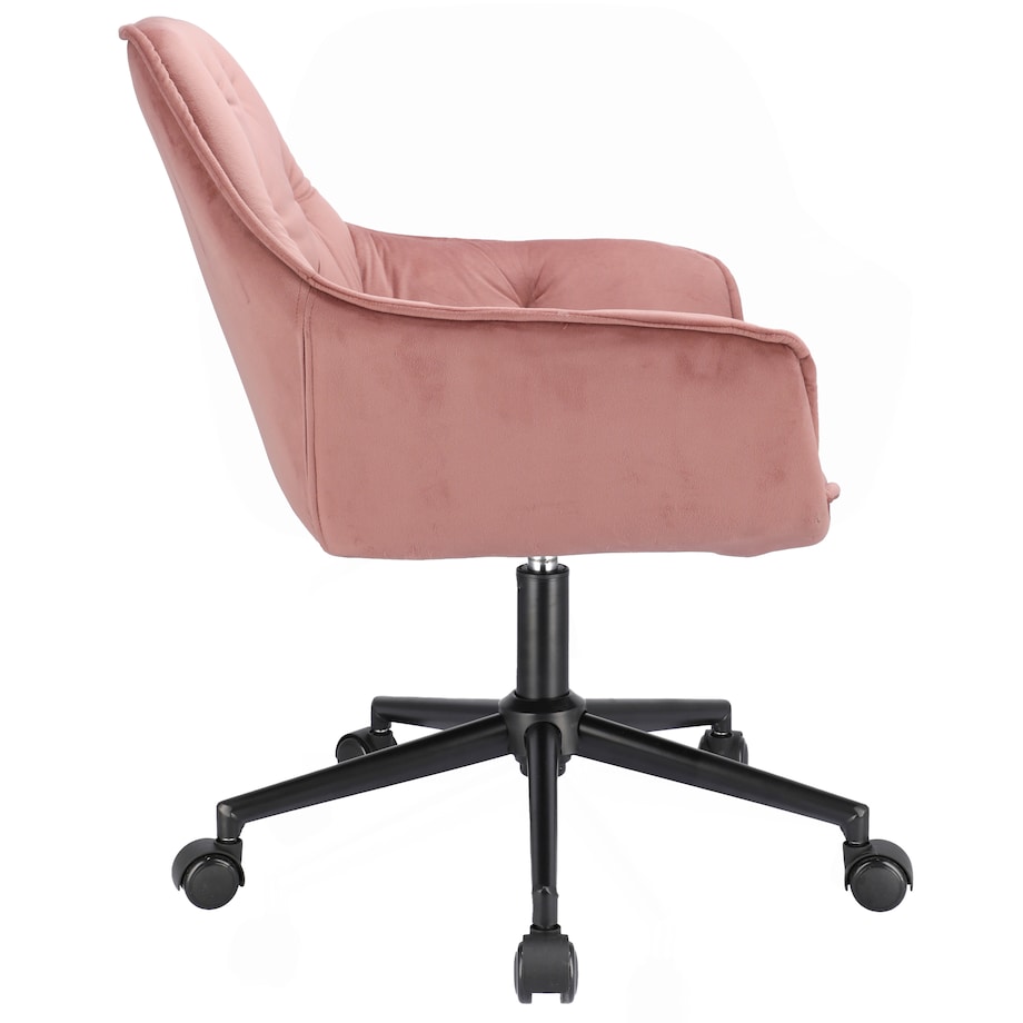 Krzesło welurowe obrotowe LARGO różowe czarne nogi