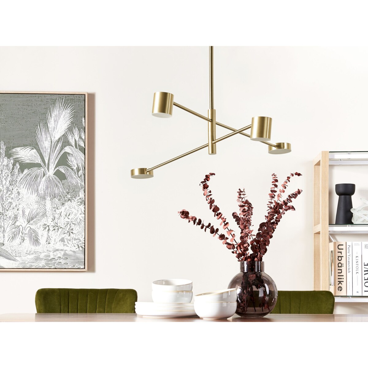 Lampa wisząca 4 - punktowa metalowa złota BANDON