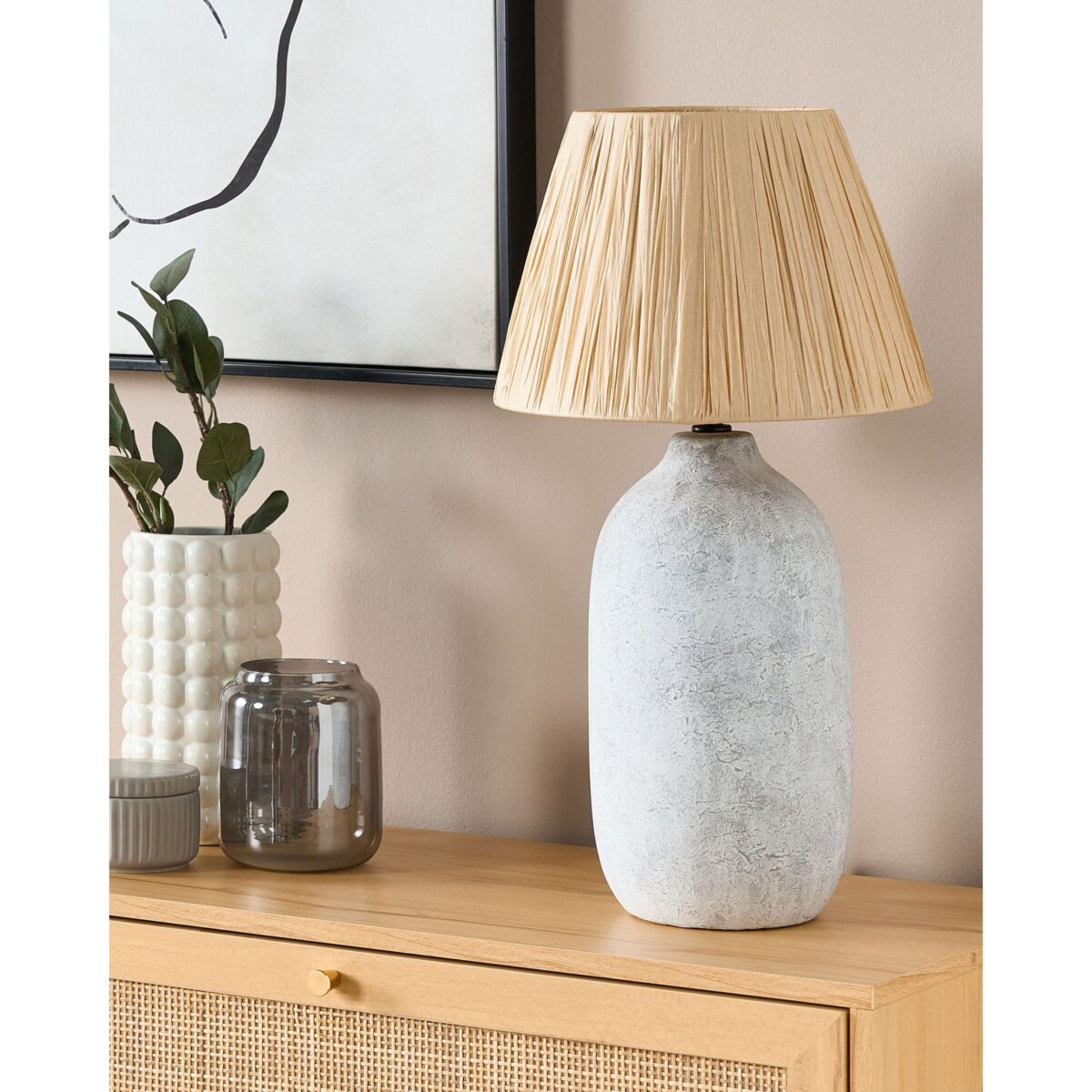 Lampa stołowa ceramiczna szara MATILDE