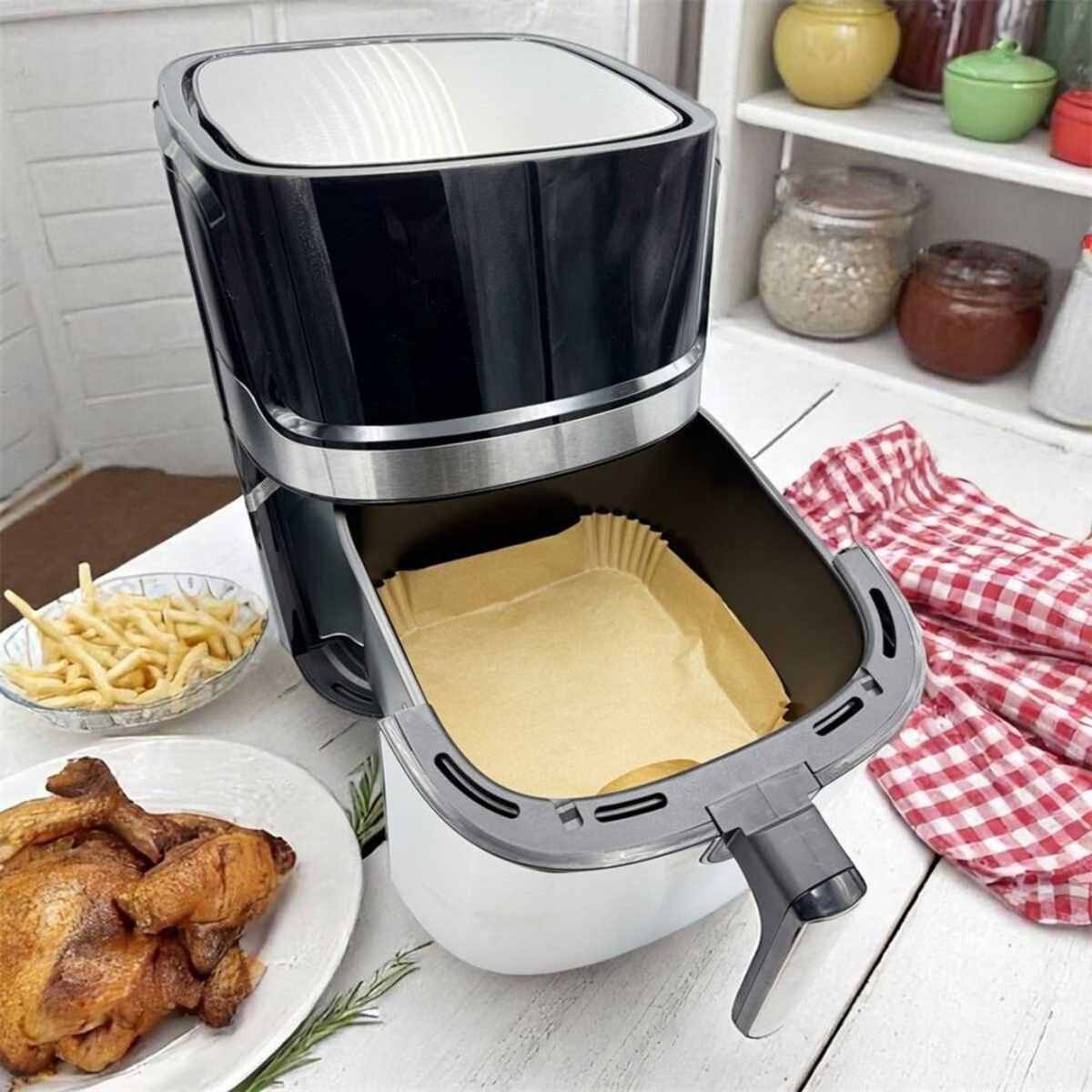 Papier do pieczenia wkład foremka do air fryer frytkownicy 20x16cm 100 sztuk BRUNBESTE