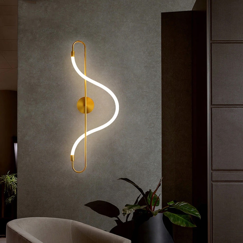 Kinkiet Lampa Ścienna Long Złota Lina Led