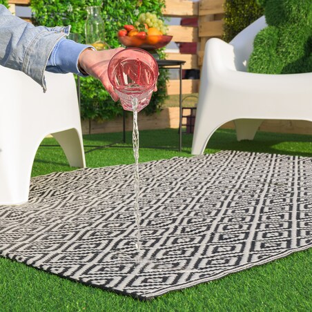 Dywan zewnętrzny tkany na płasko 160x220 cm e-floor romby szary