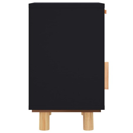 vidaXL Szafka nocna, czarna, lite drewno sosnowe i naturalny rattan