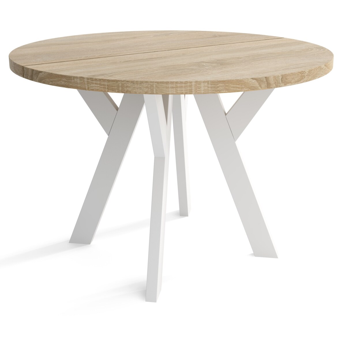 Stół rozkładany okrągły 90/190 - Dąb sonoma+n.białe