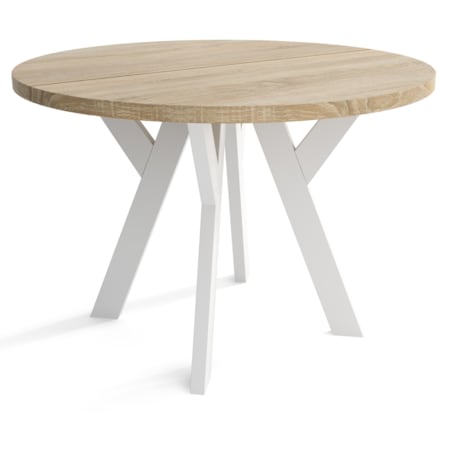 Stół rozkładany okrągły 90/190 - Dąb sonoma+n.białe