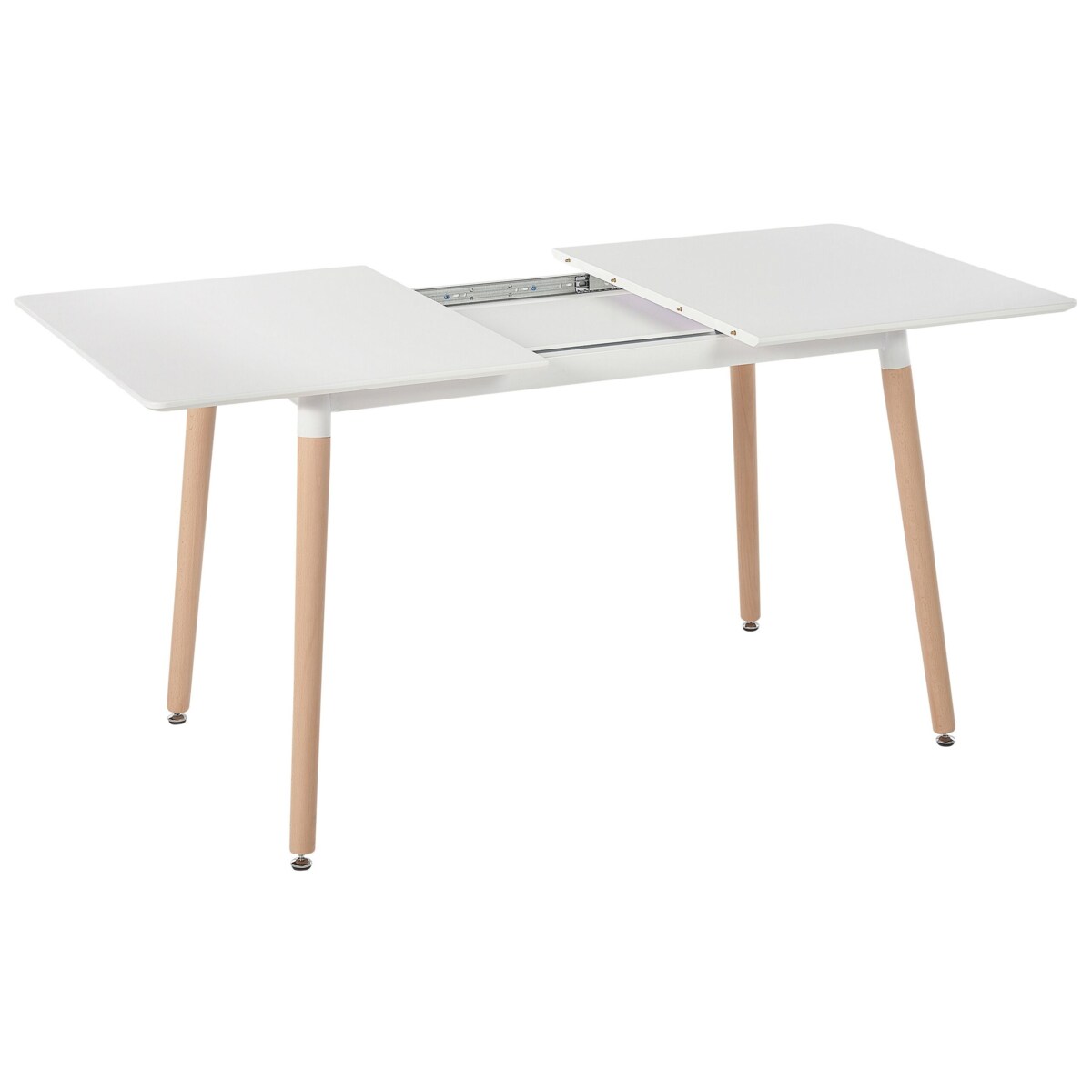 Stół do jadalni rozkładany 120/150 x 80 cm biały z jasnym drewnem MIRABEL