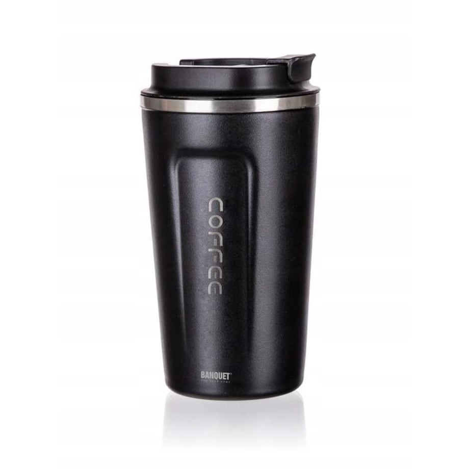 KUBEK PODRÓŻNY TERMICZNY termos 450 ml CZARNY na kawę herbatę do pracy
