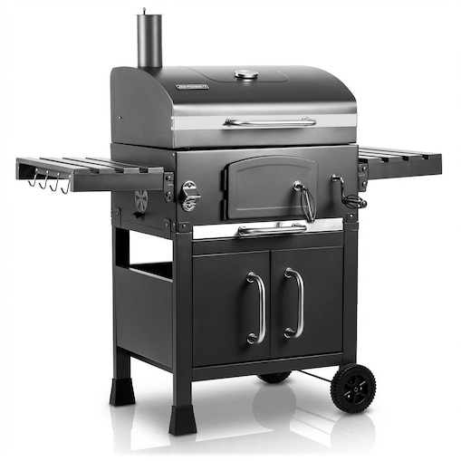 Grill węglowy ogrodowy Berdsen BD-893 komin żeliwny ruszt z pokrywą popielnik + termometr