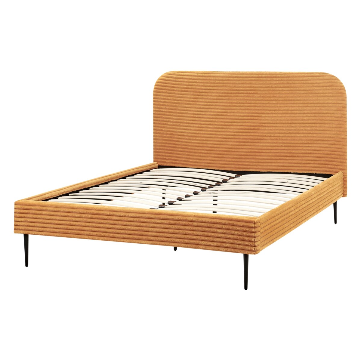 Łóżko Sztruks FLAYAT 140 x 200 cm Pomarańczowy