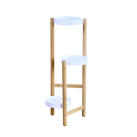 Bambusowy stojak na kwiaty z plastikowymi podstawkami