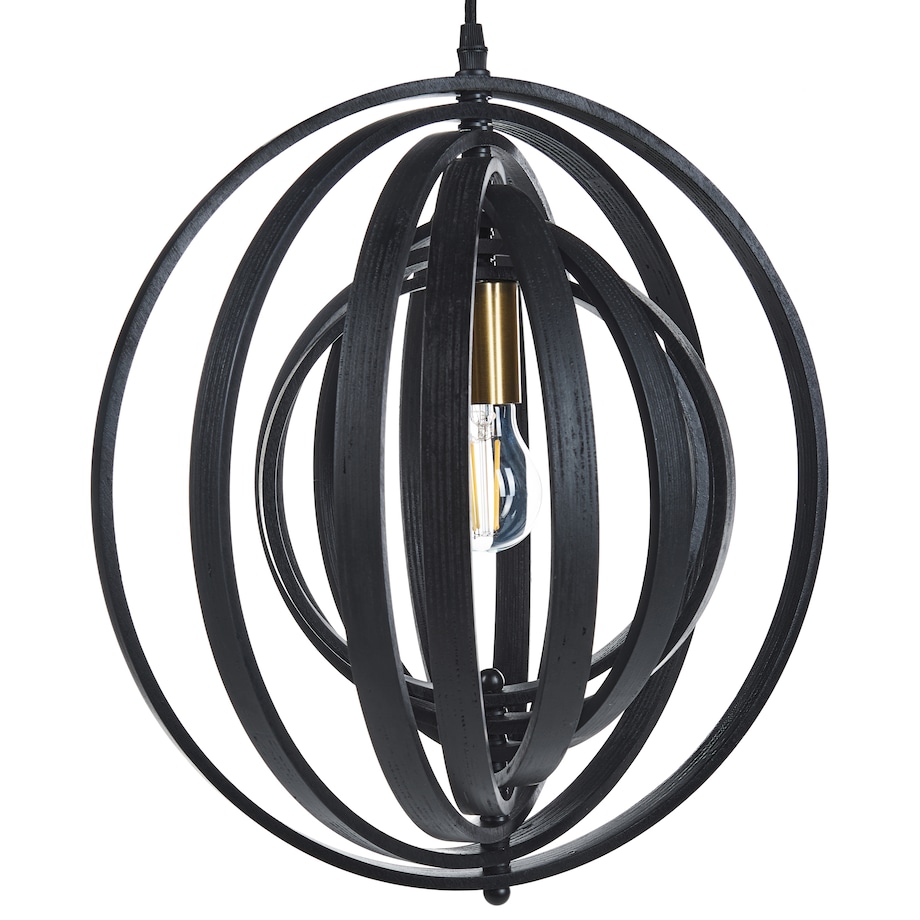 Lampa wisząca MURRELL Drewno topolowe Czarny