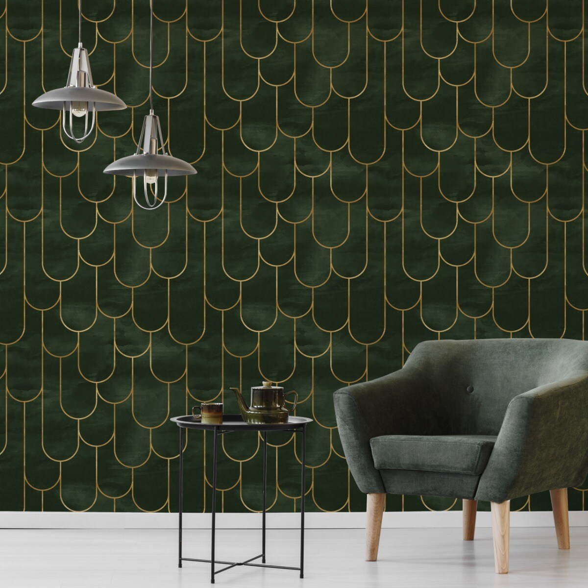 Tapeta Ścienna ZIELONE Wzory Geometryczne Art Deco