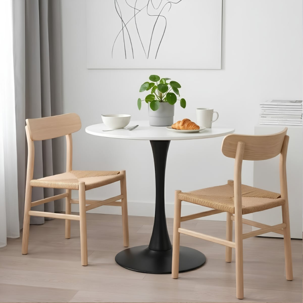 Stół okrągły 80cm biały blat nowoczesny minimalistyczny