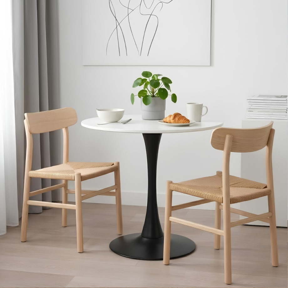 Stół okrągły 80cm biały blat nowoczesny minimalistyczny
