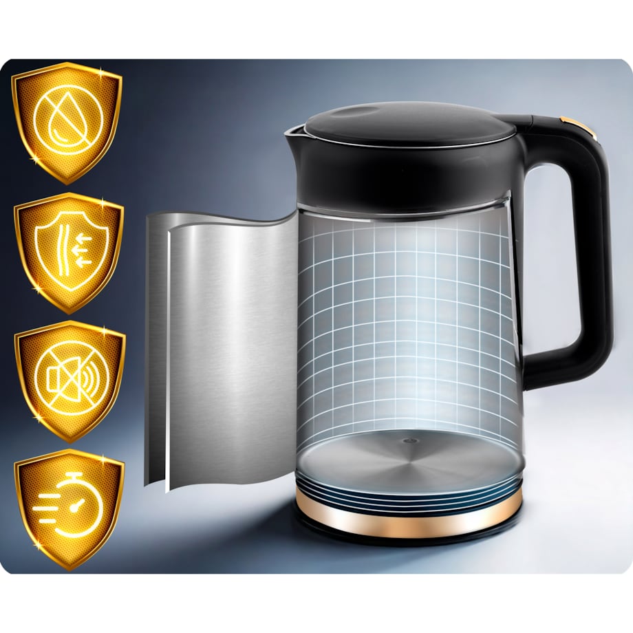 Czajnik elektryczny Berdsen 1,7l panel dotykowy regulacja temperatury 2200W czarno-złoty