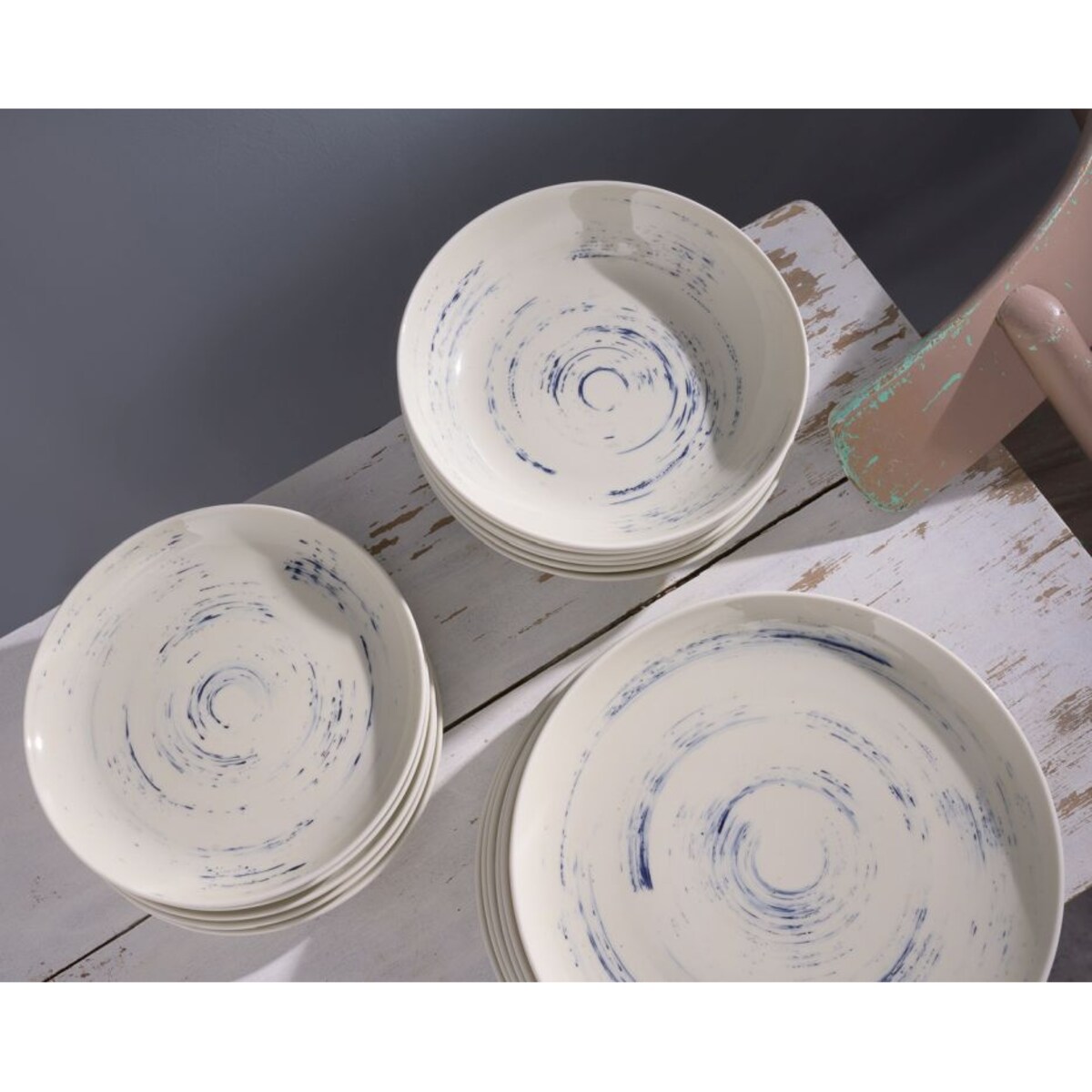 Zestaw talerzy dla 6 osób 18 el. City Borówkowy Krem CT22