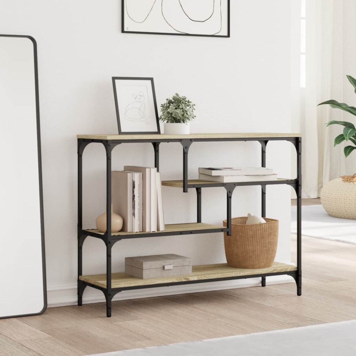 vidaXL Stolik konsolowy, dąb sonoma, 100x30x75 cm