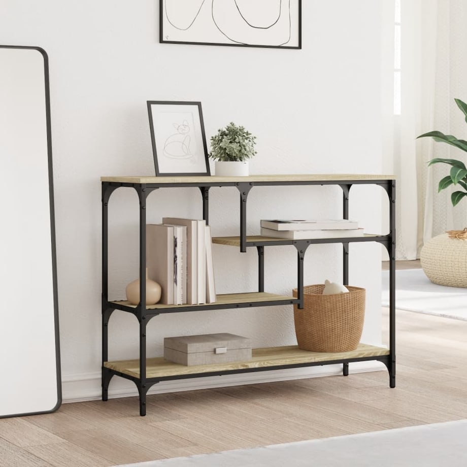 vidaXL Stolik konsolowy, dąb sonoma, 100x30x75 cm