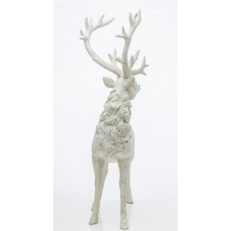 Dekoracja - figurka stojącego białego jelenia 53x30x16 cm KARGU-2 srebrny