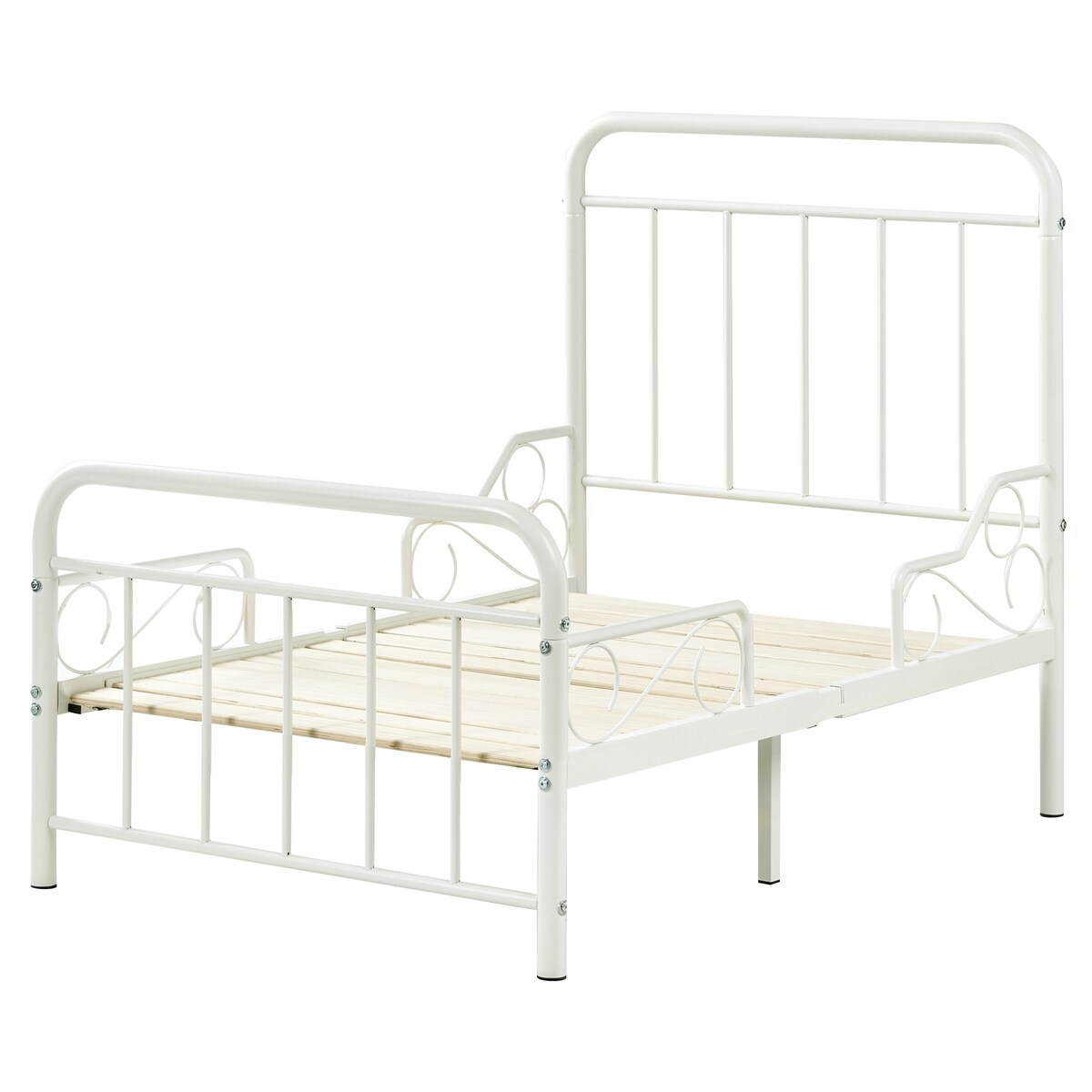 Rozsuwane łóżko dziecięce Metal ANAIS 90 x 200 cm Złamana biel