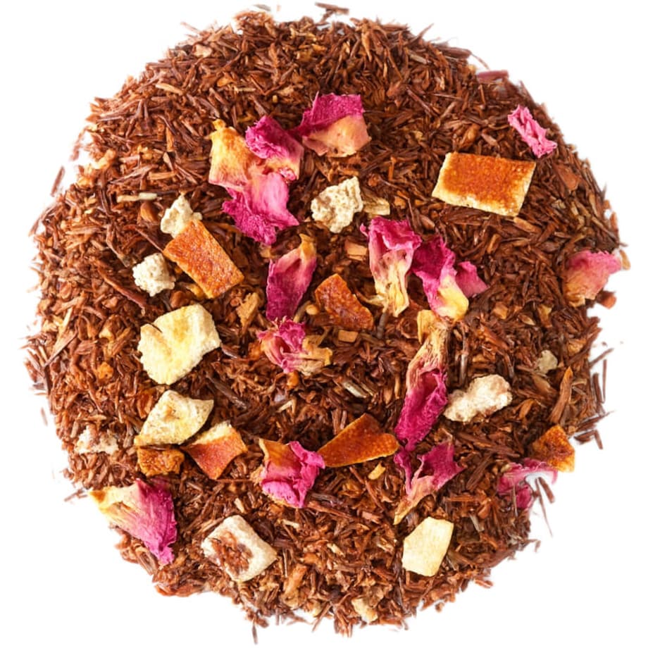 Herbata Rooibos MANDARYNKI Z IMBIREM - imbir w kostkach papaya płatki róży - herbata liściasta sypana mieszanka napar susz