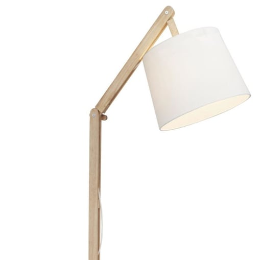 Regulowana lampa stojąca Carlyn 09958A75 Brilliant z abażurem drewno biała