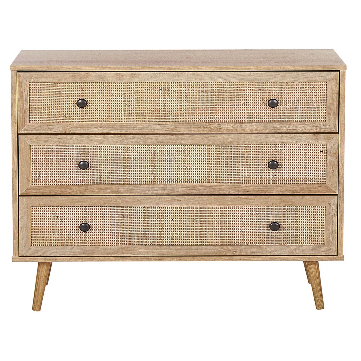 Komoda fronty rattanowe jasne drewno PONCA