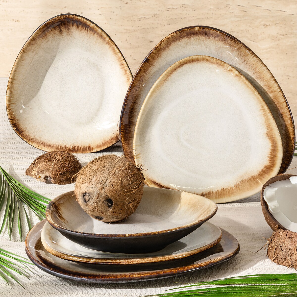 Konsimo PRIMA Zestaw obiadowy 2os. (6 el.), jasnobeżowy