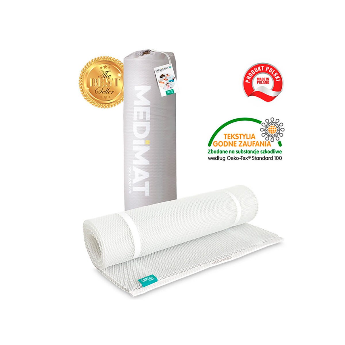Materac przeciwodleżynowy 90x200 MEDiMAT z antybakteryjnymi jonami srebra