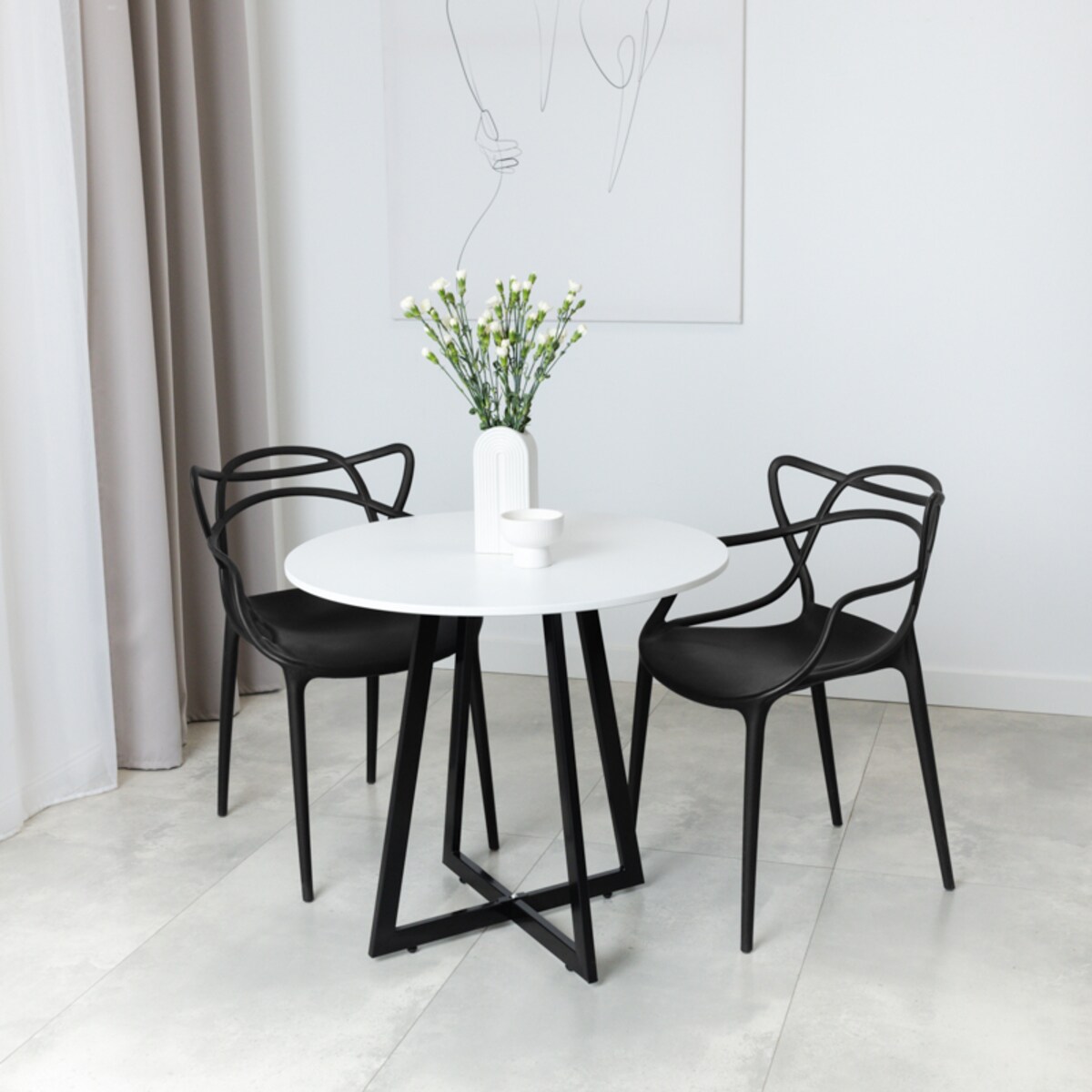 Stół okrągły 80 cm do salonu jadalni loftowy nowoczesny industrialny biały