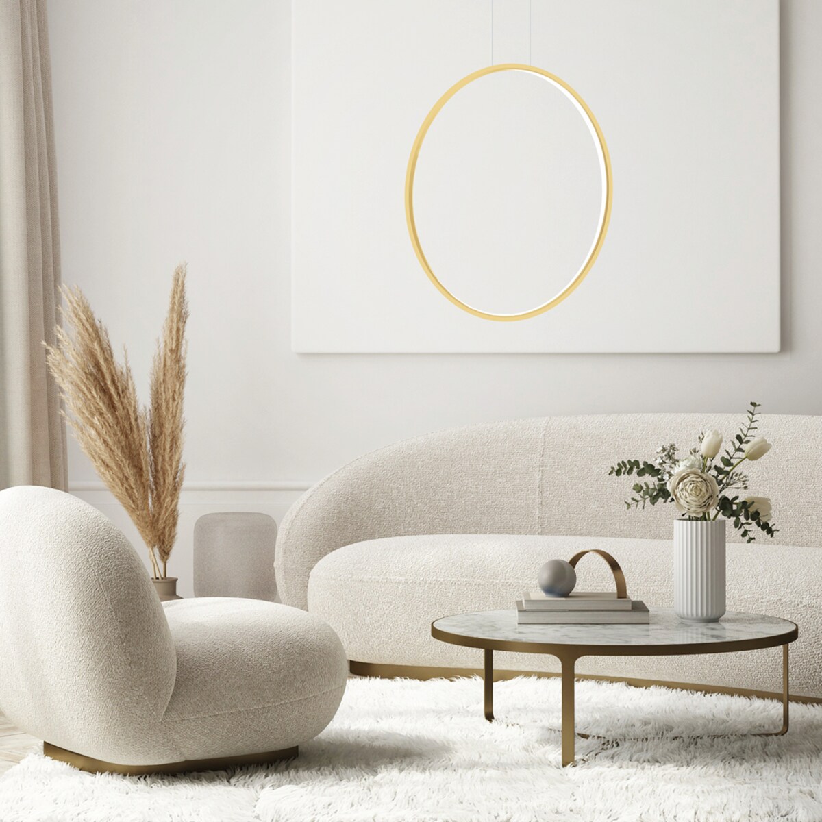 Lampa wisząca Saturno ML8857 Milagro LED 46W 4000K pierścień IP44 złoty