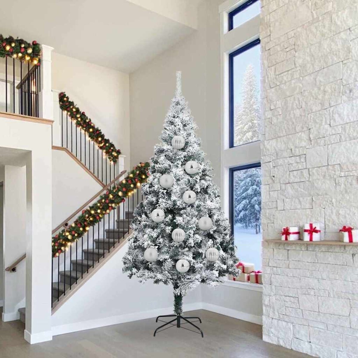 vidaXL Zestaw Bombek Choinkowych 4 pcs Srebrny