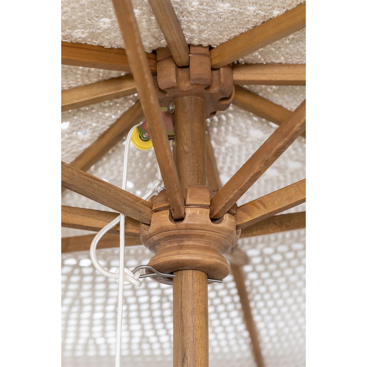 Parasol z drewna tekowego i bawełny Tongariki Ø320 cm