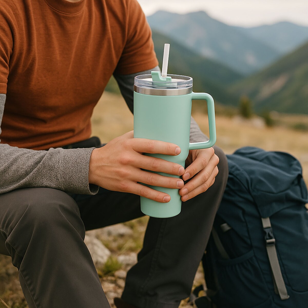 Duży kubek termiczny ze stali nierdzewnej, 1,2 l