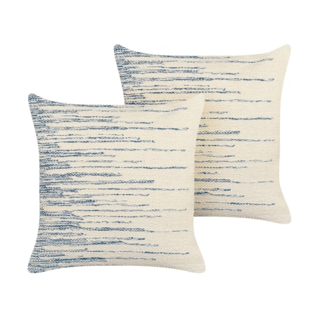 2 bawełniane poduszki dekoracyjne 45 x 45 cm beżowe z niebieskim RIVINA