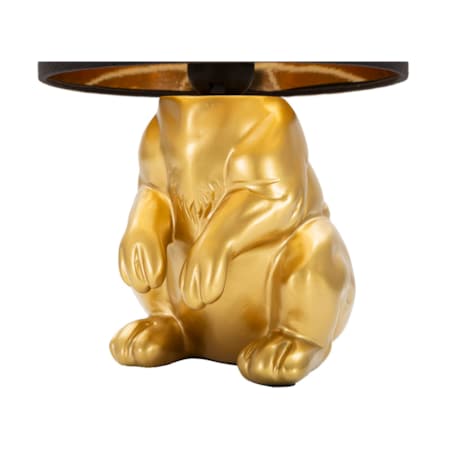 Lampa stołowa Rabbit, kolor złoty i czarny, żywica syntetyczna i żelazo, 20 x 20 x 43 cm, 1 x E27, max. 40 W, motyw: królik, Mauro Ferretti